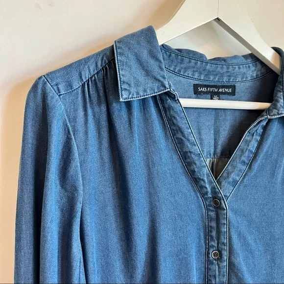 Saks 5th Avenue Chambray Tunic Top - Picture 7 of 11